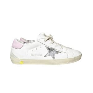 Golden Goose Superstar White Leather Silver Pink Low Top Sneakers Size 34